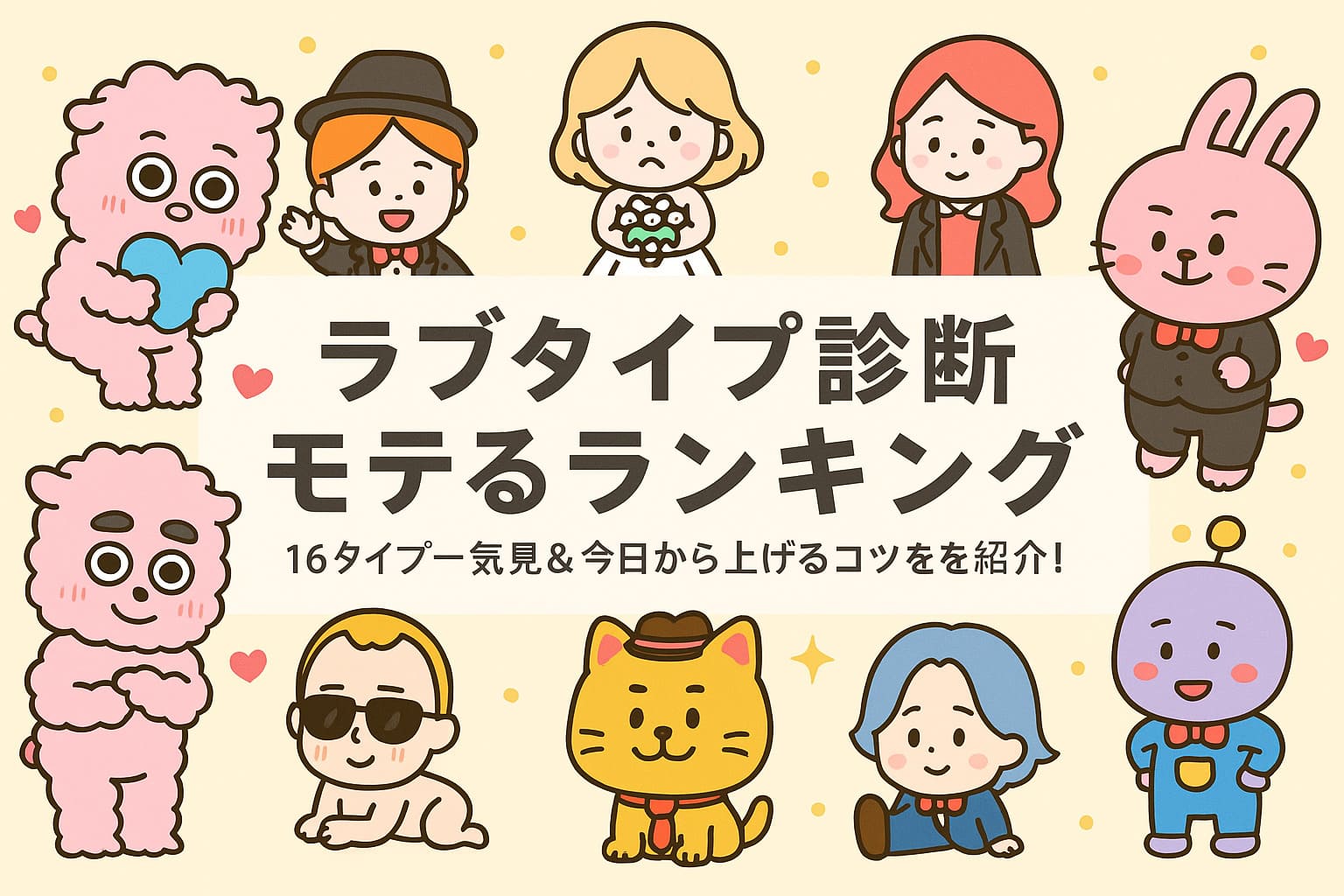 ラブタイプ診断 モテるランキング｜16タイプ一気見＆今日から上げるコツを紹介！